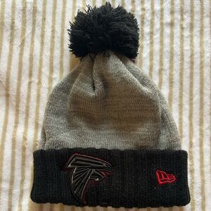 Gray and Black Pom Beanie with Logo